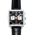 Tag Heuer Monaco Automatic Chronograph Black Dial Black Leather Strap Watch for Men - CBL2113.FC6177
