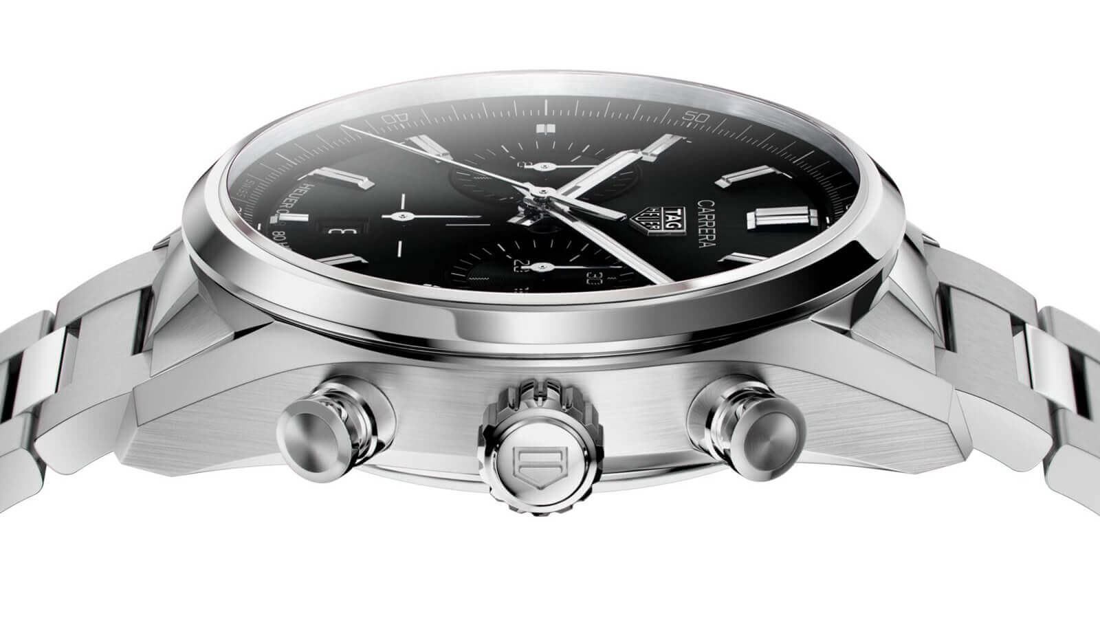 Tag Heuer Carrera Chronograph Black Dial Silver Steel Strap Watch for Men - CBN2010.BA0642