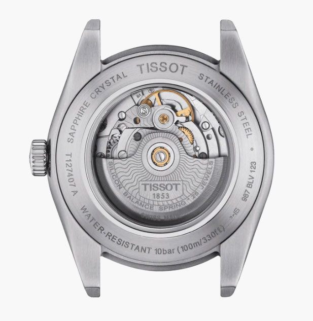 Tissot Gentleman Powermatic 80 Silicium Black Dial Brown Leather Strap Watch For Men - T127.407.16.051.01