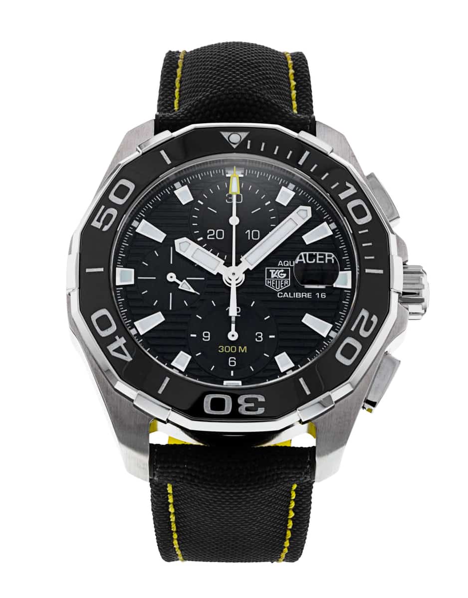 Tag Heuer Aquaracer Automatic Chronograph Black Dial Black Nylon Strap Watch for Men - CAY211A.FC6361