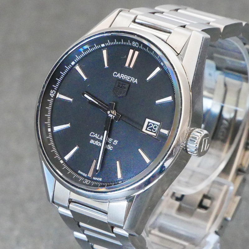 Tag Heuer Carrera Automatic Black Dial Silver Steel Strap Watch for Men - WAR211A.BA0782