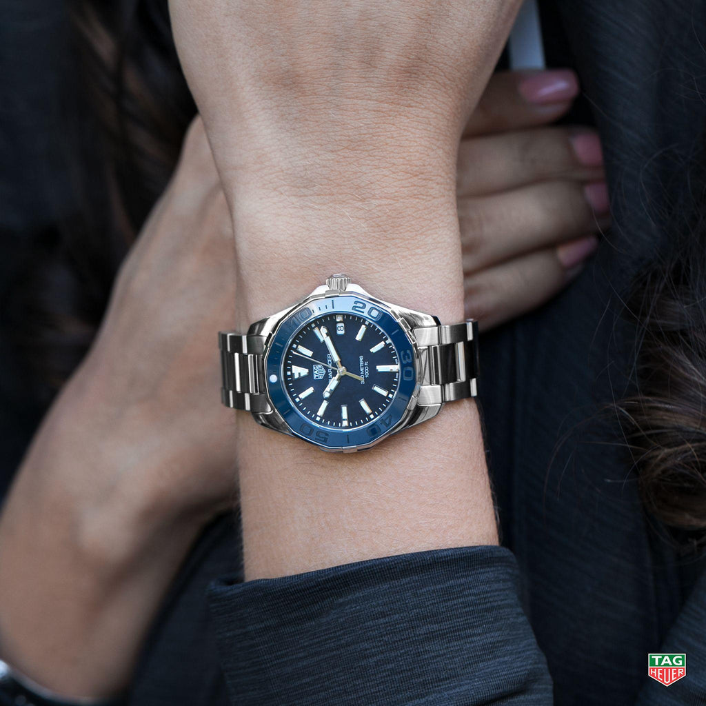 Tag Heuer Aquaracer Blue Dial Silver Steel Strap Watch for Women - WAY131S.BA0748