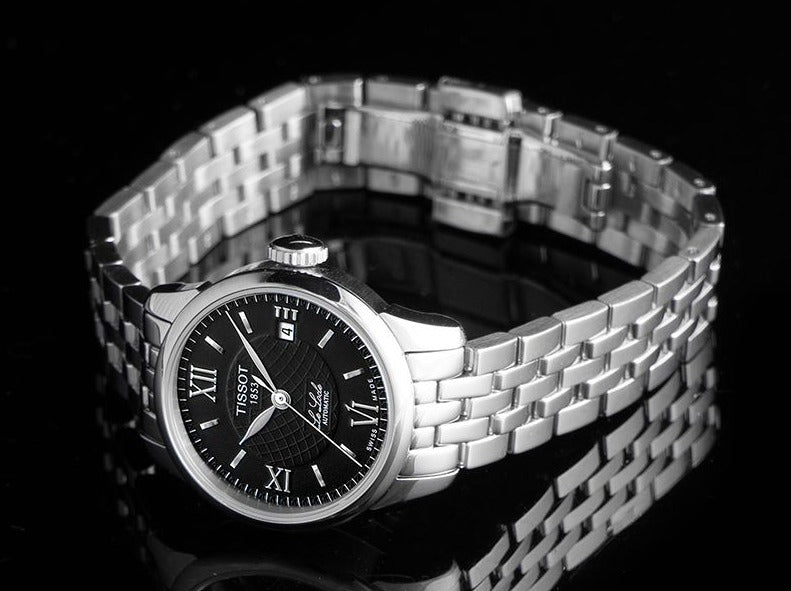 Tissot Le Locle Automatic Small Lady Black Dial Silver Steel Strap Watch For Women - T41.1.183.53