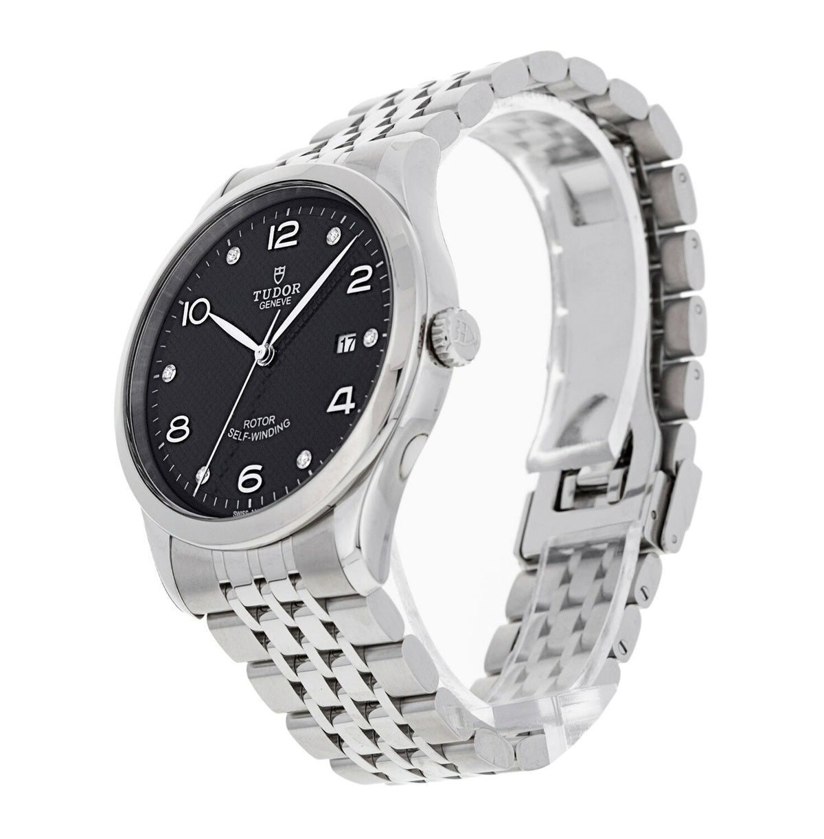 Tudor 1926 Automatic Diamonds Black Dial Silver Steel Strap Watch for Men - M91650-0004