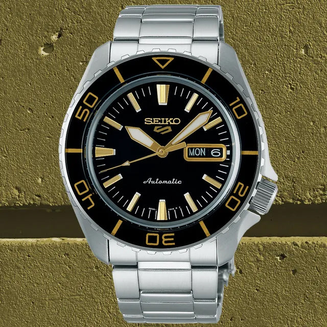 Seiko 5 Sport Automatic SKX Series Black Dial Silver Steel Strap Watch for Men - SRPK99K1