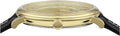 Versace V-Circle Manifesto Gold Dial Black Leather Strap Watch for Men - VBQ030017