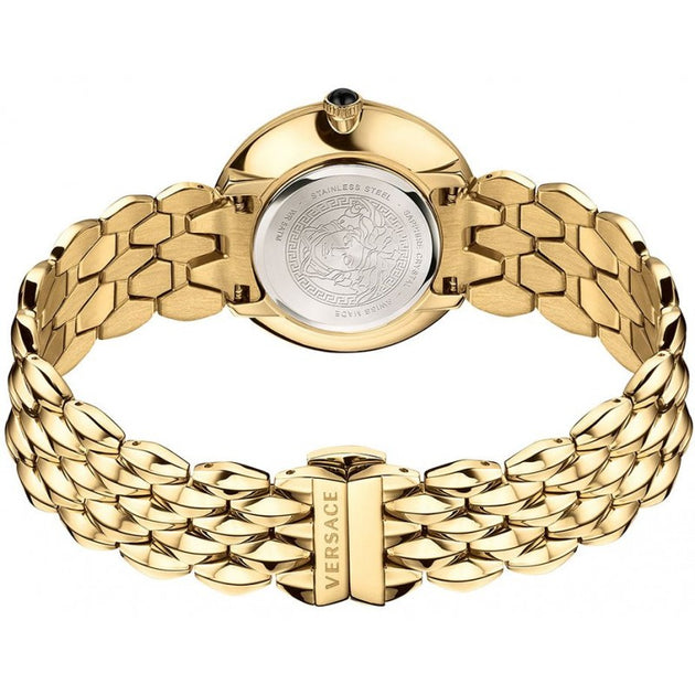 Versace V-Flare Quartz Silver Dial Gold Steel Strap Watch for Women - VEBN00718