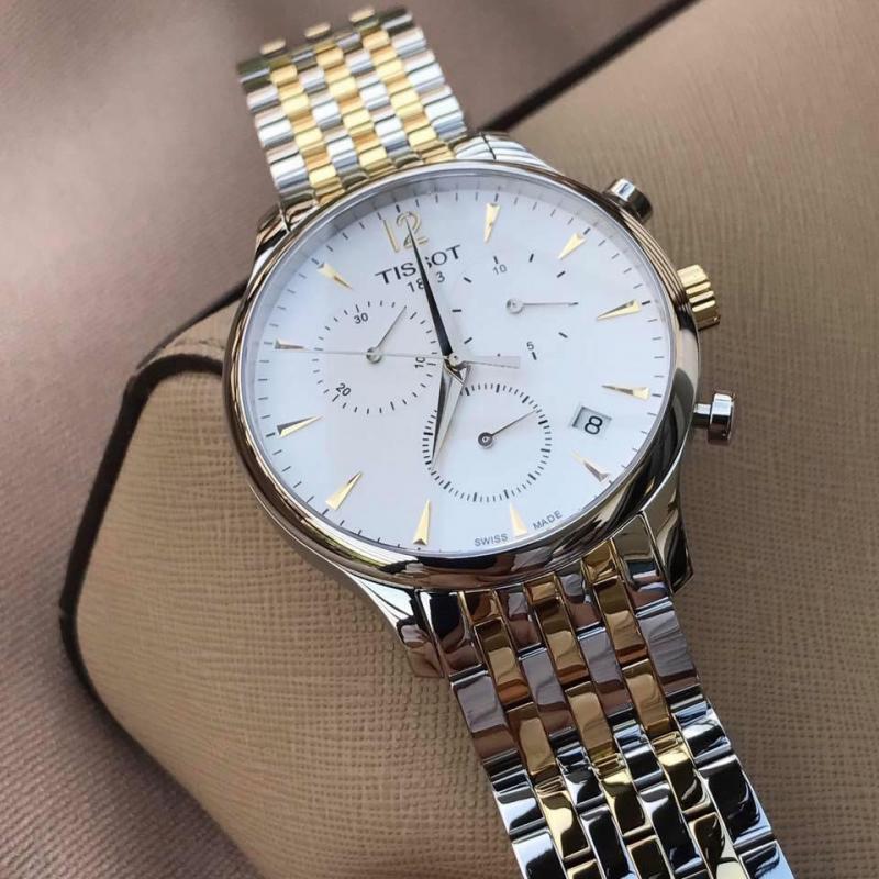 Tissot T Classic Tradition Chronograph White Dial Two Tone Steel Strap Watch For Men - T063.617.22.037.00