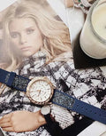 Guess Swirl Analog Quartz White Dial Blue Rubber Strap Watch for Women - W1096L4