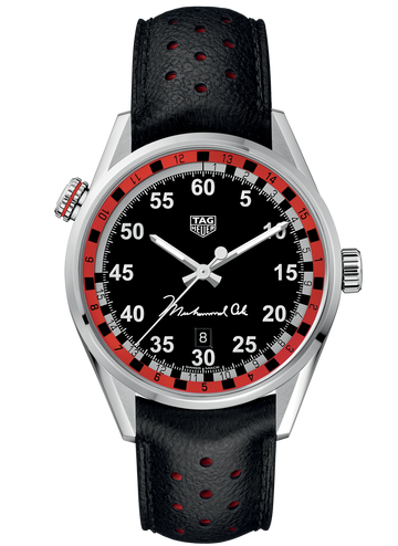 Tag Heuer Carrera Muhammad Ali Calibre 5 Black Dial Black Leather Strap Watch for Men - WAR2A11.FC6337