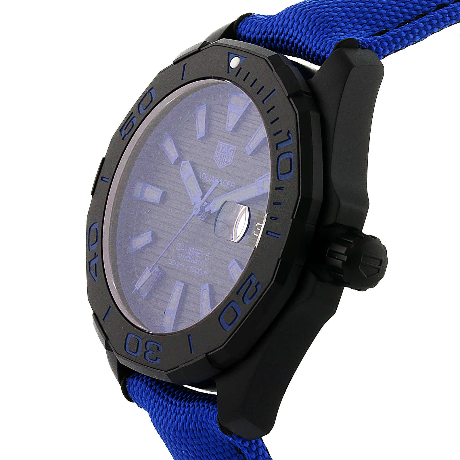 Tag Heuer Aquaracer Calibre 5 Automatic Titanium Blue Dial Blue Nylon Strap Watch for Gents - WAY208B.FC6382