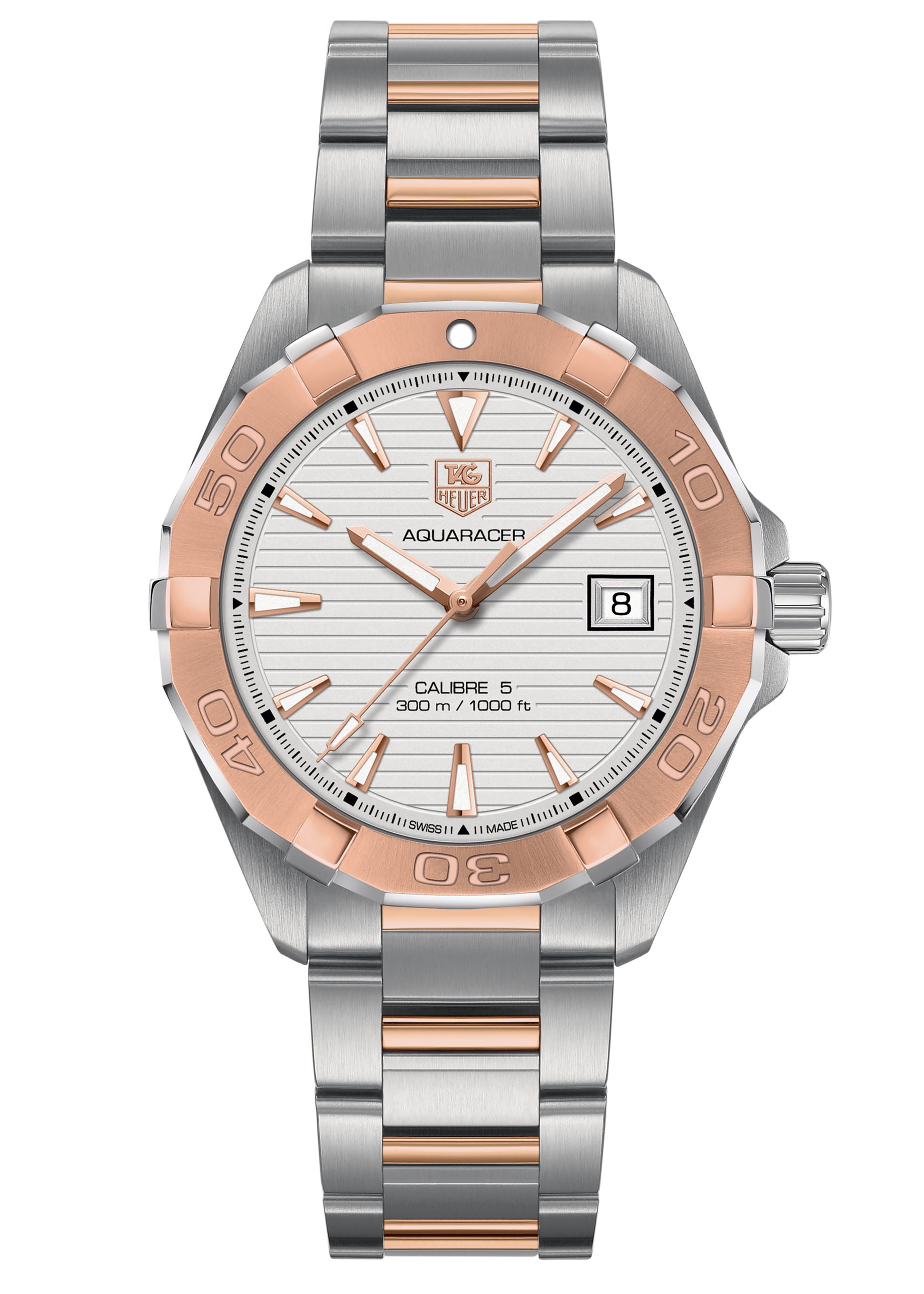 Tag Heuer Aquaracer Quartz White Dial Silver Strap Watch for Men - WAY1150.BD0911