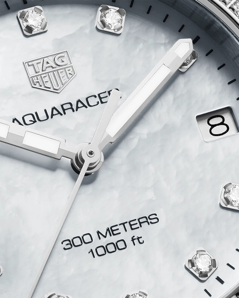 Tag Heuer Aquaracer Diamonds White Mother of Pearl Dial Silver Steel Strap Watch for Women - WBD1315.BA0740