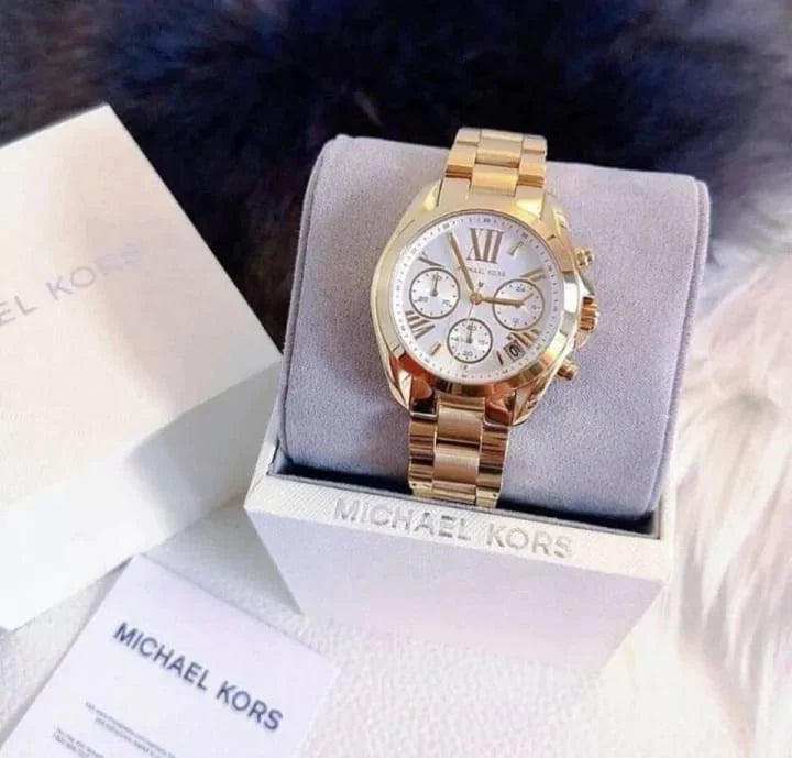 Michael Kors Lexington Quartz Gold Dial Gold Steel Strap Watch For Women - MK6267