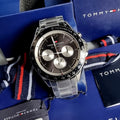 Tommy Hilfiger Luke Quartz Black Dial Silver Steel Strap Watch for Men - 1791120