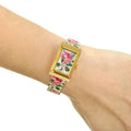 Gucci G-Frame Floral Mother of Pearl Dial White Leather Strap Watch For Women - YA147406