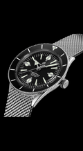 Breitling Superocean Heritage '57 Black Dial Silver Mesh Bracelet Watch for Men - A10370121B1A1