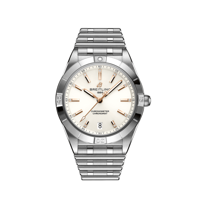 Breitling Chronomat Automatic 36 White Dial Silver Steel Strap Watch for Women - A10380101A2A1