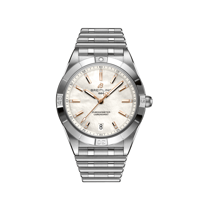 Breitling Chronomat 36 Mother of Pearl Dial Silver Steel Strap Watch for Women - A10380101A4A1