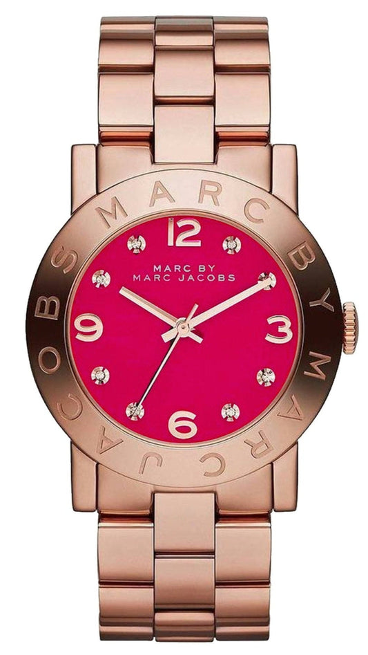 Marc Jacobs Amy Pink Dial Rose Gold Steel Strap Dial Watch for Women - MBM8625