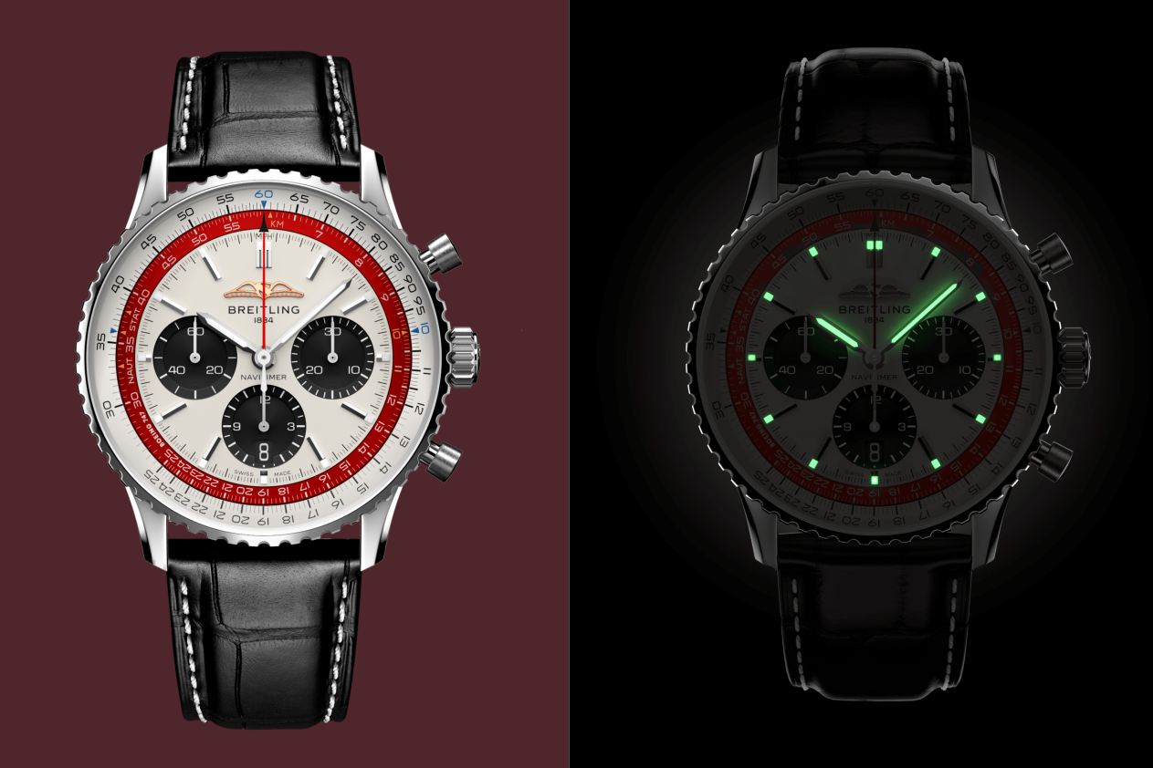 Breitling Navitimer B01 Chronograph 43 Boeing 747 White Dial Black Leather Strap Watch for Men - AB01383B1G1P1