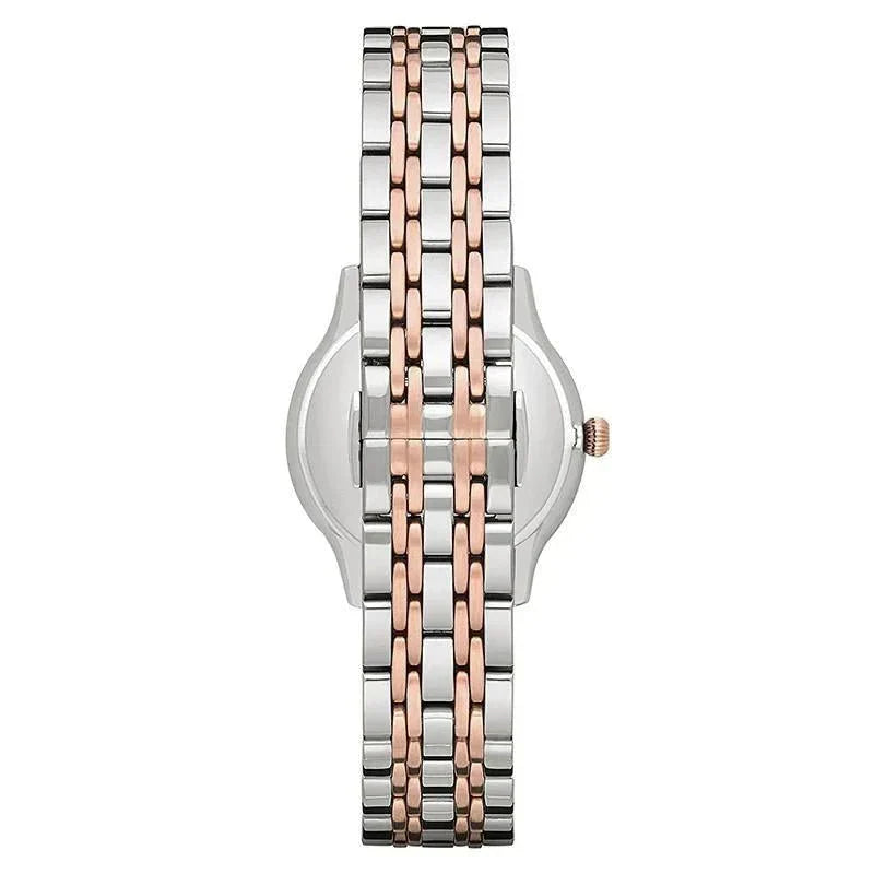Emporio Armani Gianni T Bar Mother of Pearl Dial Two Tone Steel Strap Watch For Women - AR2508