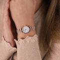 Emporio Armani Gianni T-Bar Mother of Pearl Dial Rose Gold Steel Strap Watch For Women - AR11203
