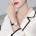 Emporio Armani Rosa Quartz Mother Of Pearl White Dial Black Leather Strap Watch For Women - AR11356