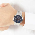 Emporio Armani Renato Chronograph Blue Dial Silver Steel Strap Watch For Men - AR11458
