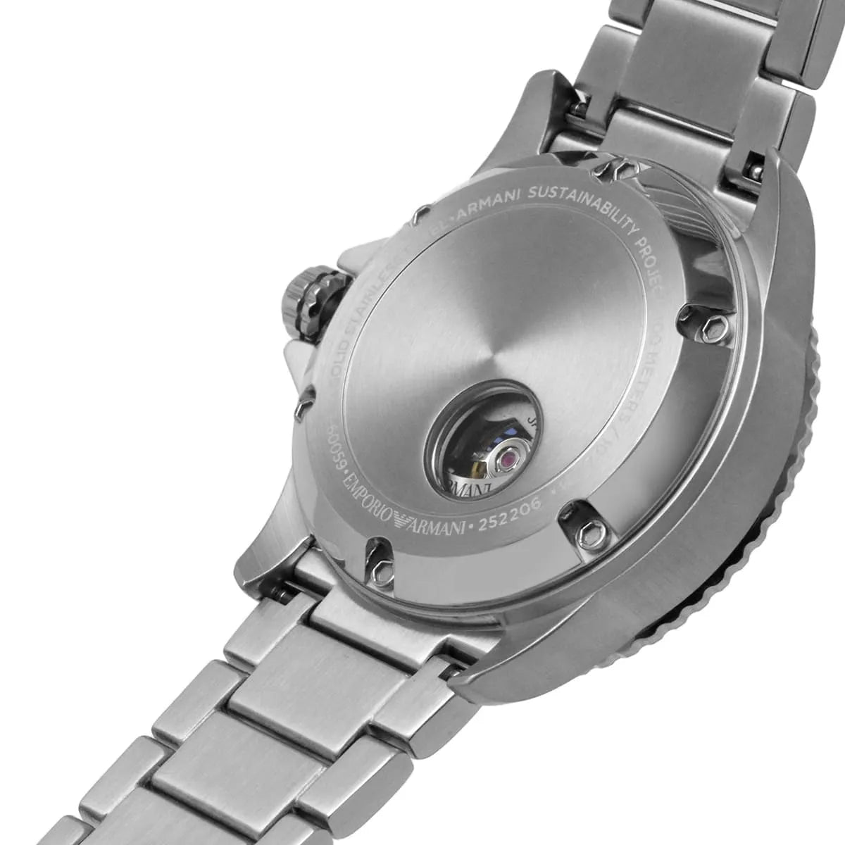 Emporio Armani Diver Automatic Green Dial Silver Steel Strap Watch For Men - AR60061