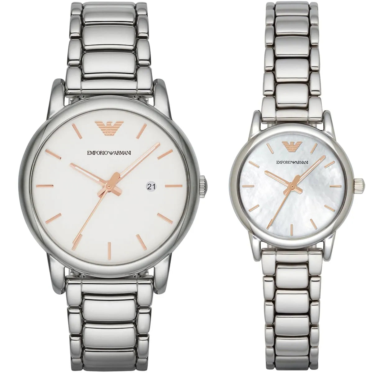 Emporio Armani Quartz White Dial Silver Steel Strap Watch For Men - AR90000