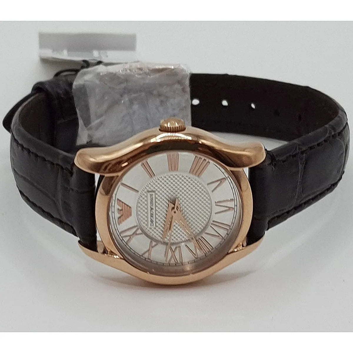 Emporio Armani Classic White Dial Brown Leather Strap Watch For Men - AR9035