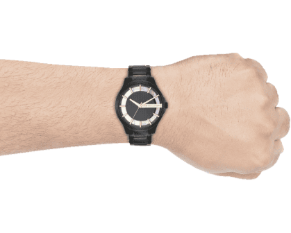 Armani Exchange Hampton Chronograph Black Dial Black Steel Strap Watch For Men - AX2192