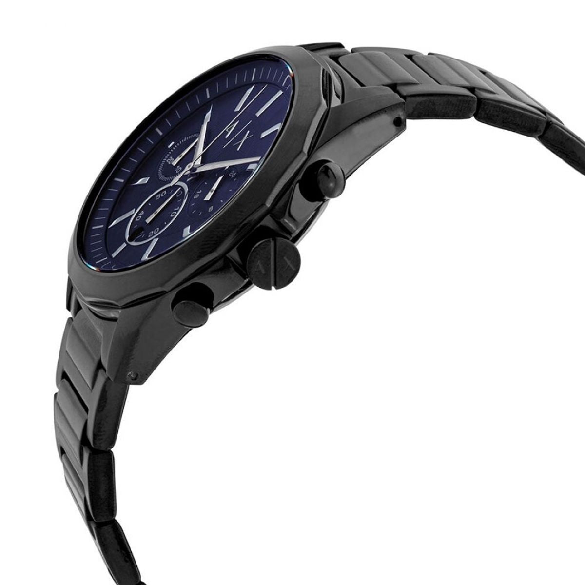 Armani Exchange Drexler Chronograph Black Dial Black Steel Strap Watch For Men - AX2639