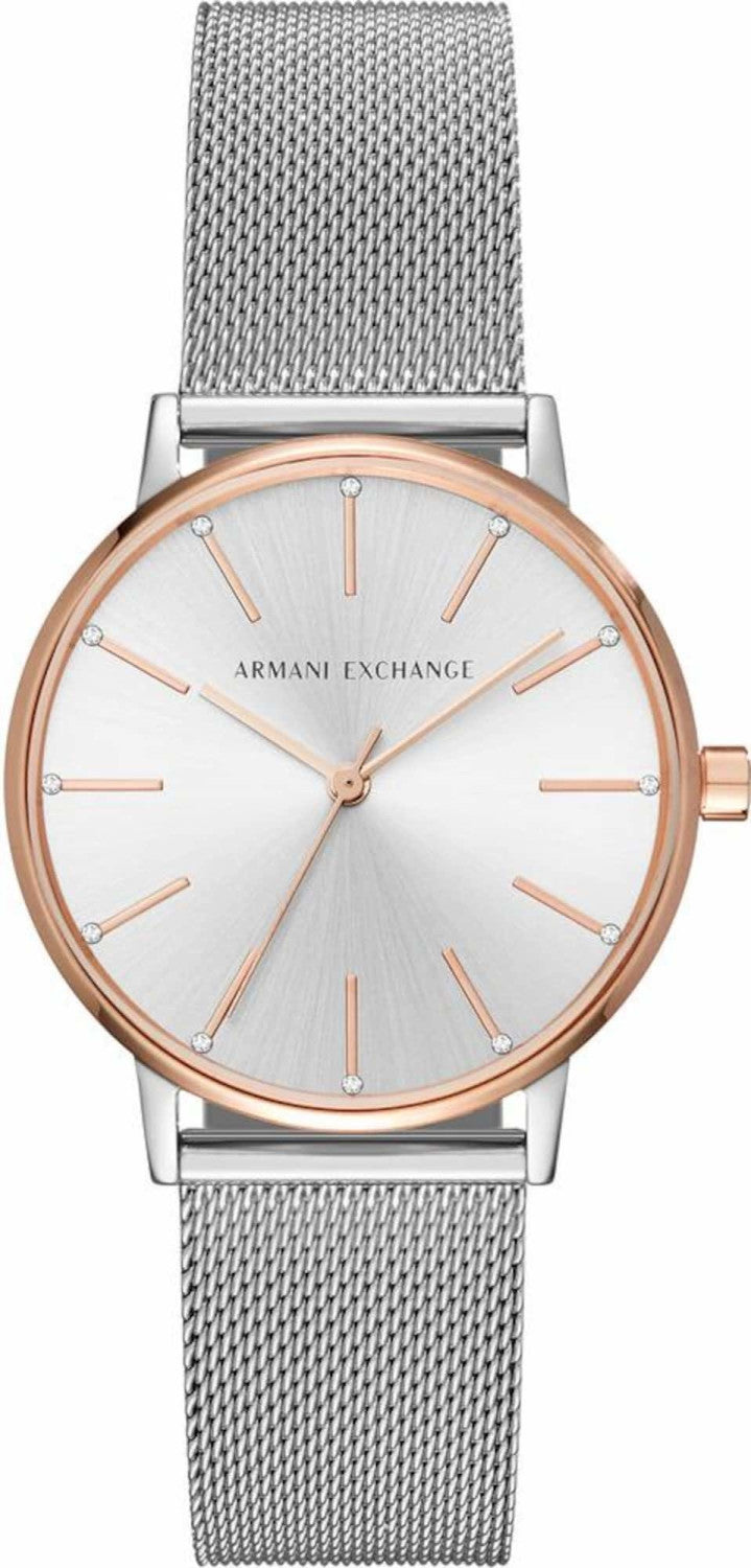 Armani Exchange Lola Analog White Dial Silver Mesh Strap Watch For Women - AX5537