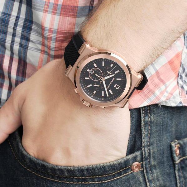 Michael Kors Dylan Black Dial Black Rubber Strap Watch for Men - MK8184