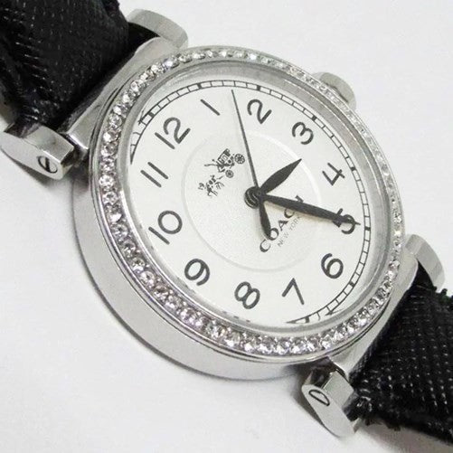 Coach Madison White Dial Black Leather Strap Watch for Women - 14502399