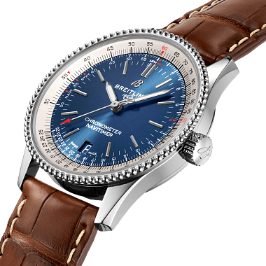 Breitling Navitimer Automatic 38mm Blue Dial Brown Leather Strap Mens Watch - A17325211C1P2