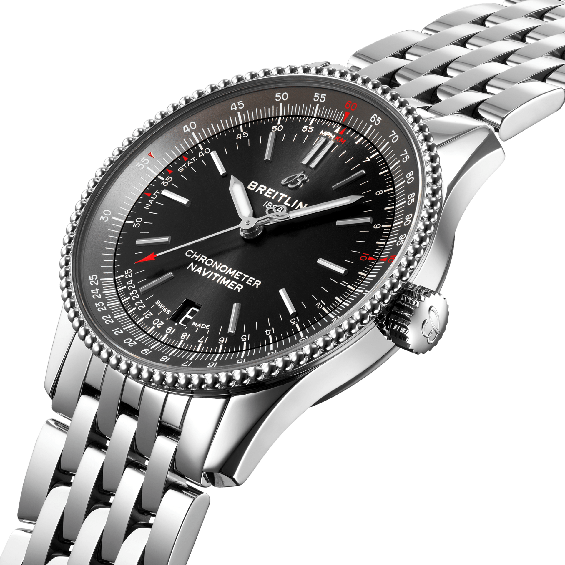 Breitling Navitimer Automatic 38mm Black Dial Stainless Steel Mens Watch - A17325241B1A1