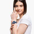 Swarovski Octea Lux Chrono Blue Dial Blue Leather Strap Watch for Women - 5563480