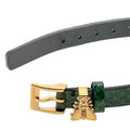 Gucci G Frame Double Mother of Pearl Dial Green Leather Strap Watch For Women - YA128525