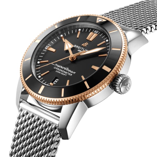 Breitling Superocean Heritage B20 Automatic 44 Black Dial Silver Mesh Bracelet Watch for Men - UB2030121B1A1
