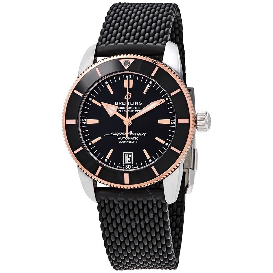 Breitling Superocean Heritage II B20 42mm Black Dial Black Mesh Bracelet Mens Watch - UB2010121B1S1