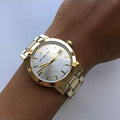 Burberry The City White Dial Gold Steel Strap Watch for Women - BU9103