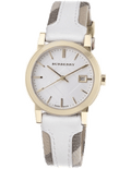 Burberry The City White Dial White Leather Strap Watch for Women - BU9110