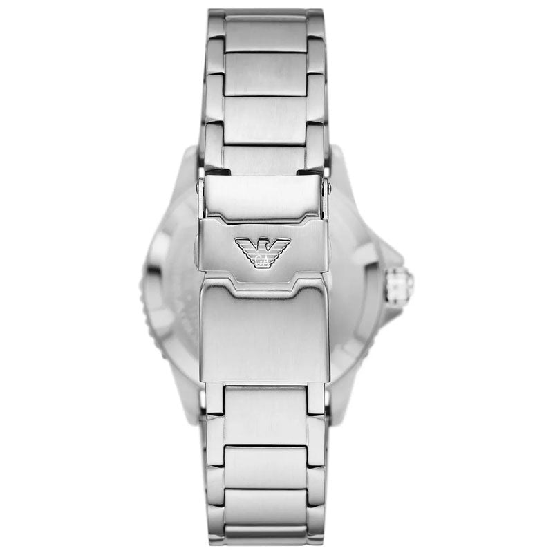 Emporio Armani Sea Explorer GMT Quartz Black Dial Silver Steel Strap Watch For Men - AR11589