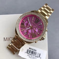 Michael Kors Wren Purple Dial Gold Steel Strap Watch for Women - MK6290