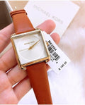 Michael Kors Lake White Dial Brown Leather Strap Watch For Women - MK2584