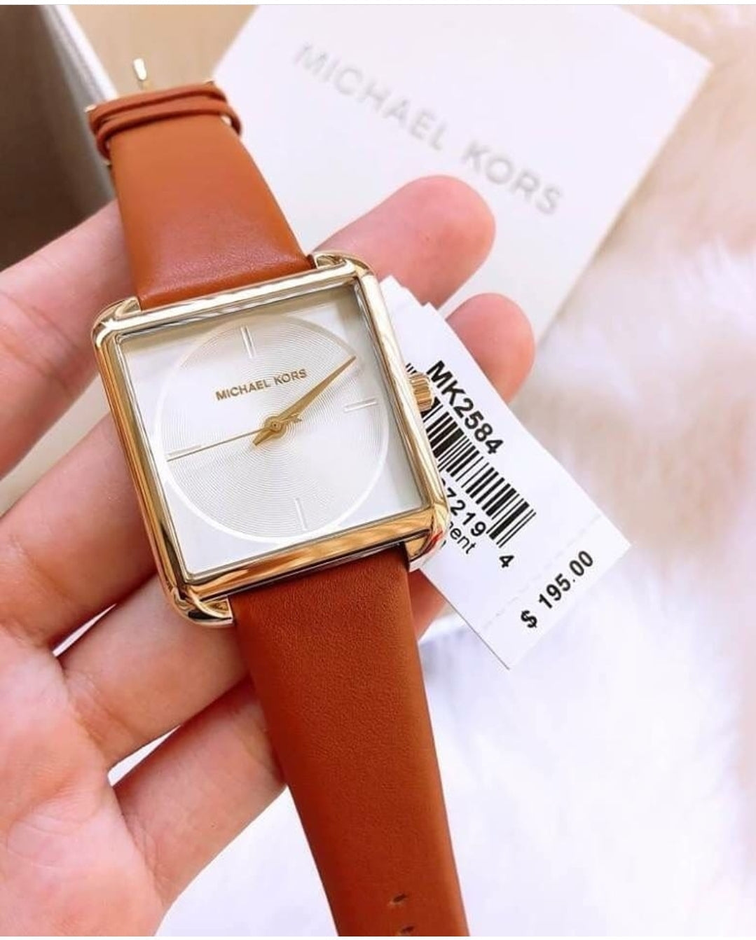 Michael Kors Lake White Dial Brown Leather Strap Watch For Women - MK2584