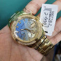 Guess Confetti Diamonds Gold Dial Gold Steel Strap Watch for Women - W0774L2